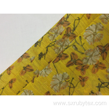 Polyester Yoryu Chiffon With Silver Lurex Print Fabric